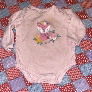 Pink Fox Print Kids One Piece